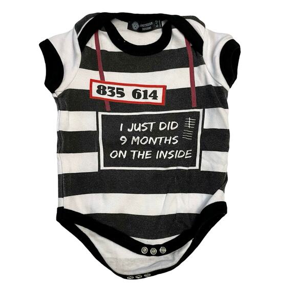 Amsterdam Designs Other - Amsterdam Design Baby Lockup Prisoner Funny Novelty Bodysuit Joke Top Size 6-12m